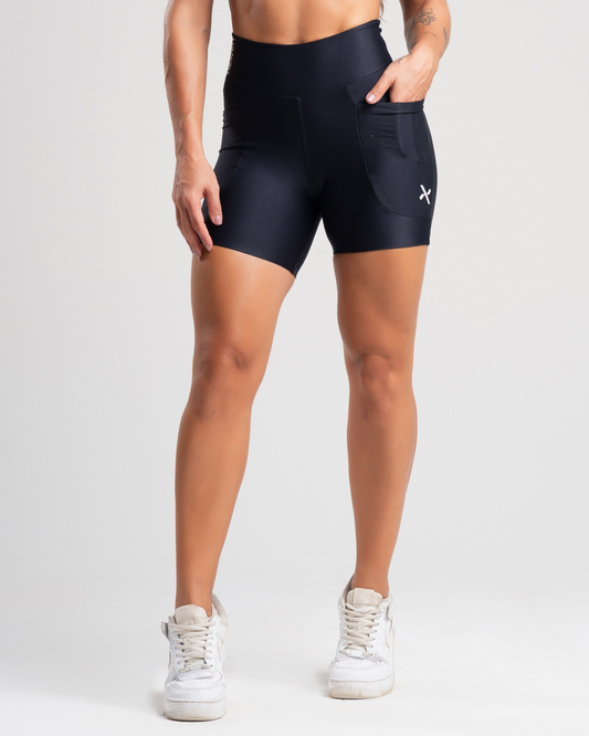 Short Glow Pocket Preto Poliamida