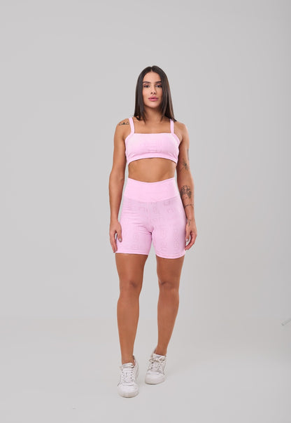 Conjunto Top + Short Reflexo Rosa
