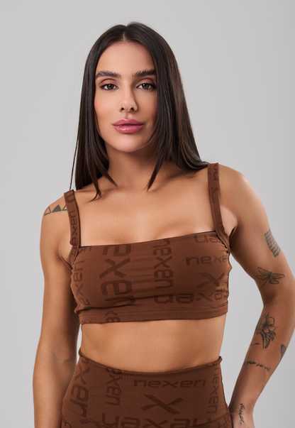 Top Costas Abertas Reflexo Cacau