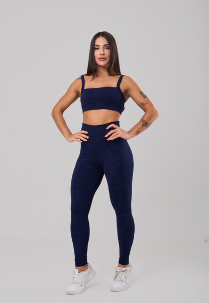 Top Costas Abertas Reflexo Azul Marinho