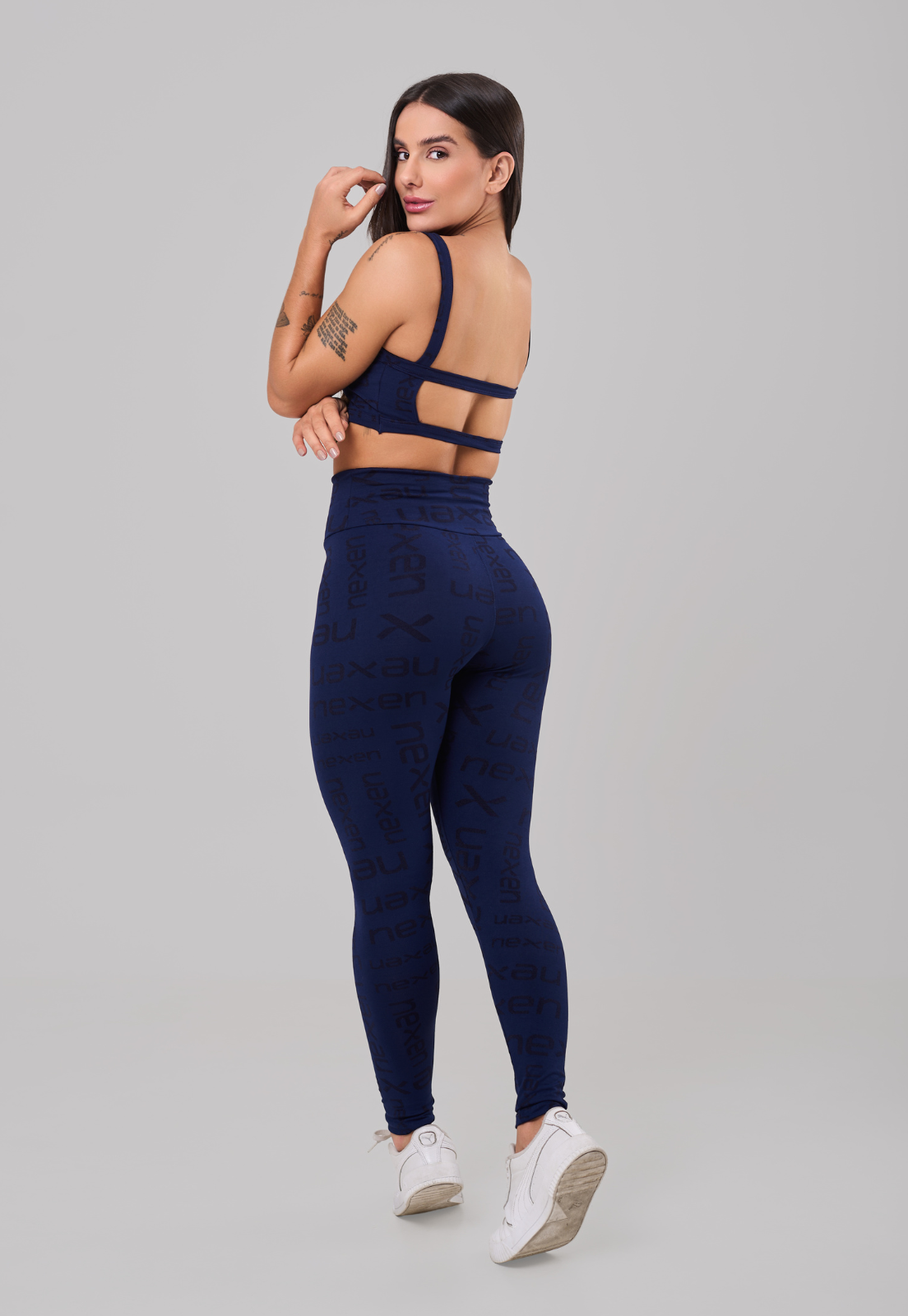 Conjunto Top + Legging Reflexo Azul Marinho