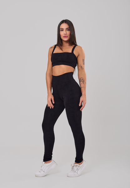 Conjunto Top + Legging Reflexo Preto