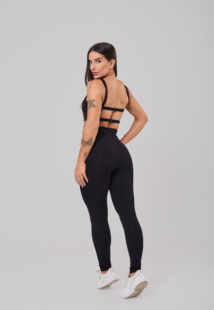 Conjunto Top + Legging Reflexo Preto