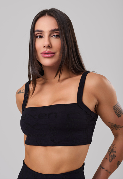 Top Costas Abertas Reflexo Preto