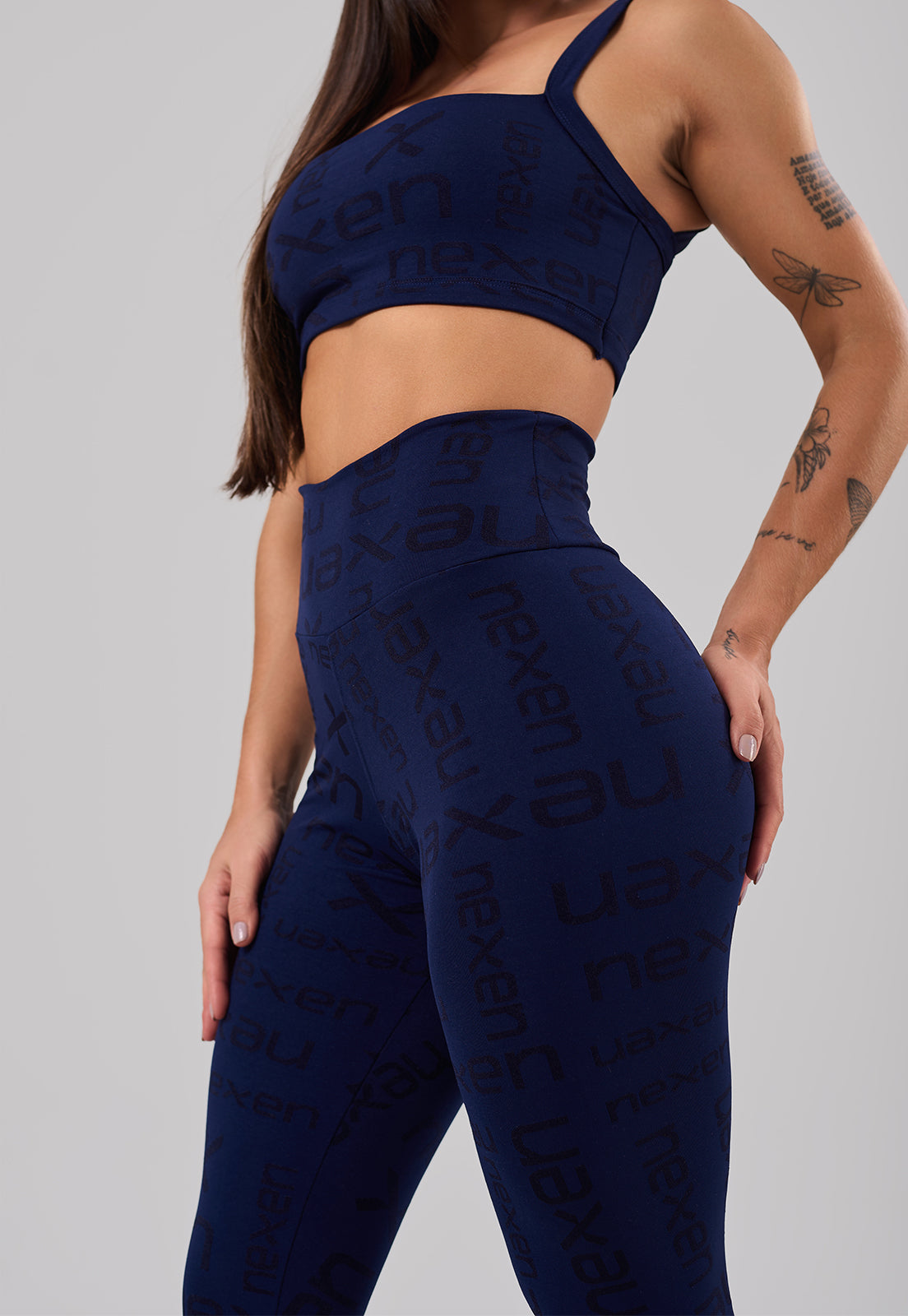Conjunto Top + Legging Reflexo Azul Marinho