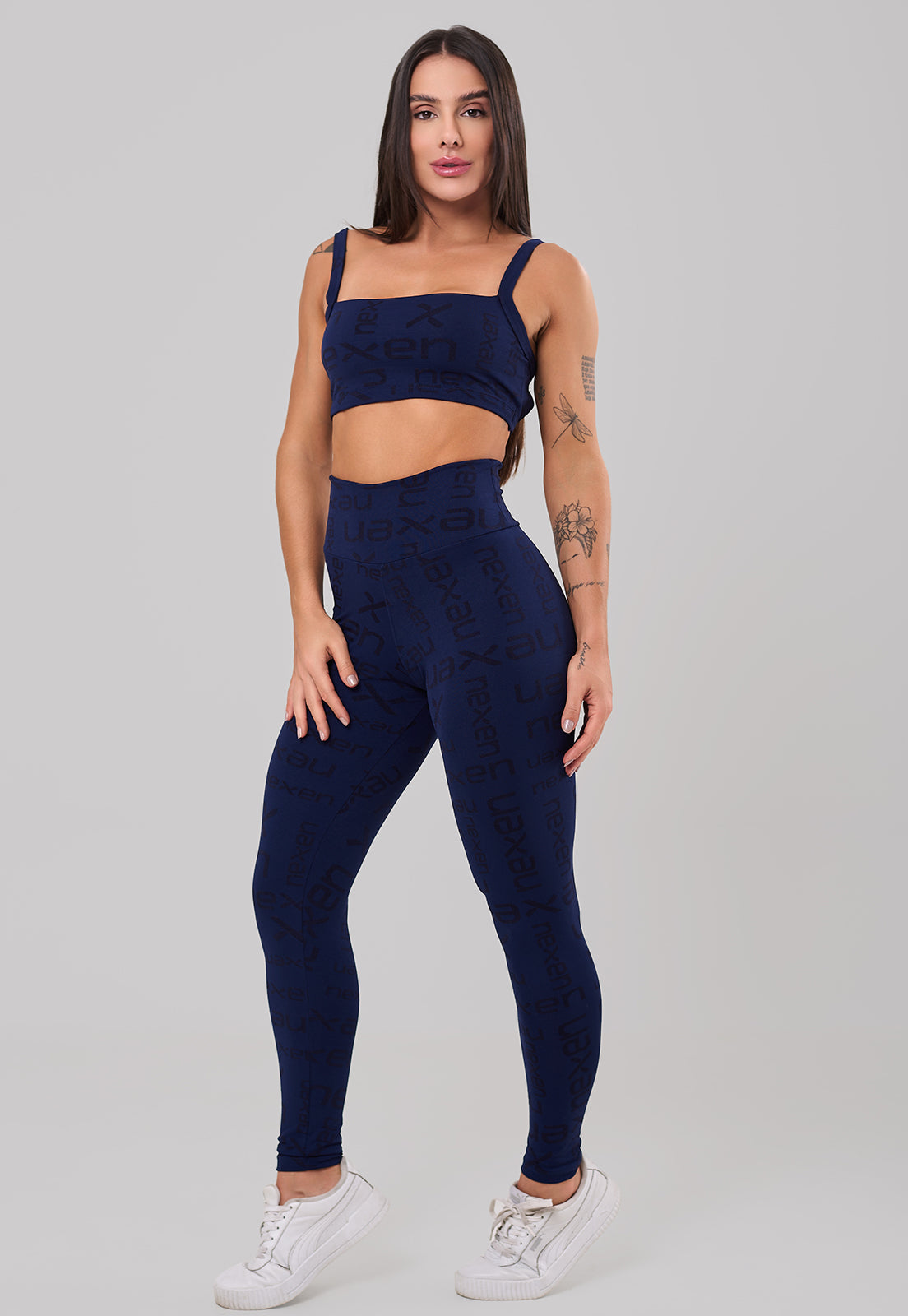 Conjunto Top + Legging Reflexo Azul Marinho
