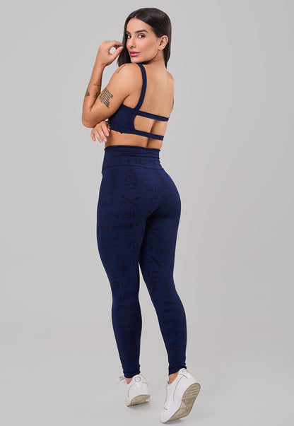 Conjunto Top + Legging Reflexo Azul Marinho