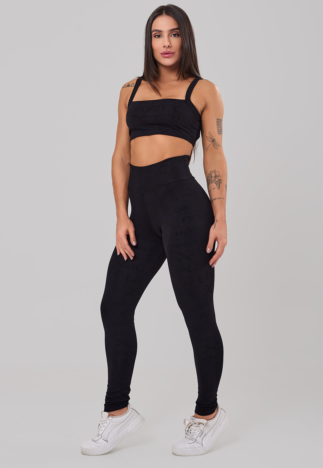 Conjunto Top + Legging Reflexo Preto