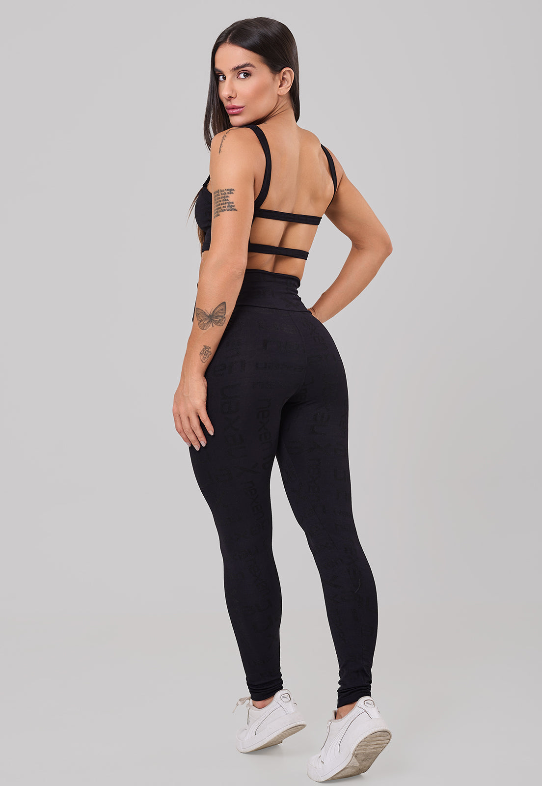 Conjunto Top + Legging Reflexo Preto