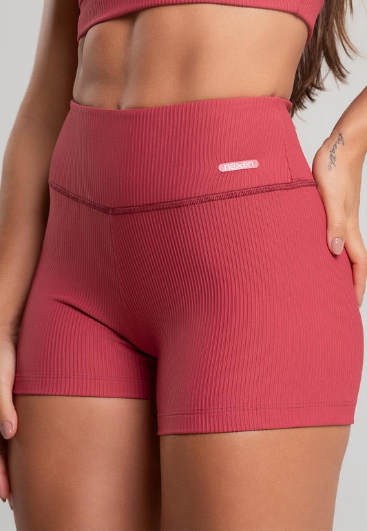 Short Canelado Cereja