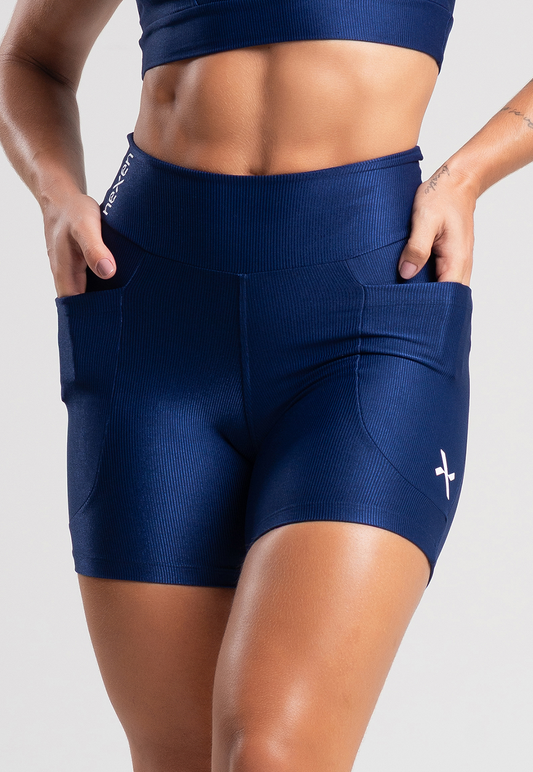 Short Glow Pocket Azul Marinho Poliamida