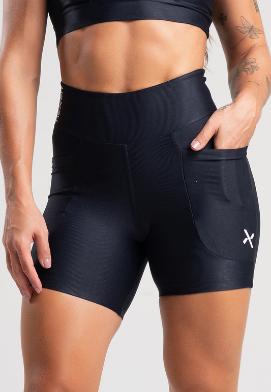 Short Glow Pocket Preto Poliamida