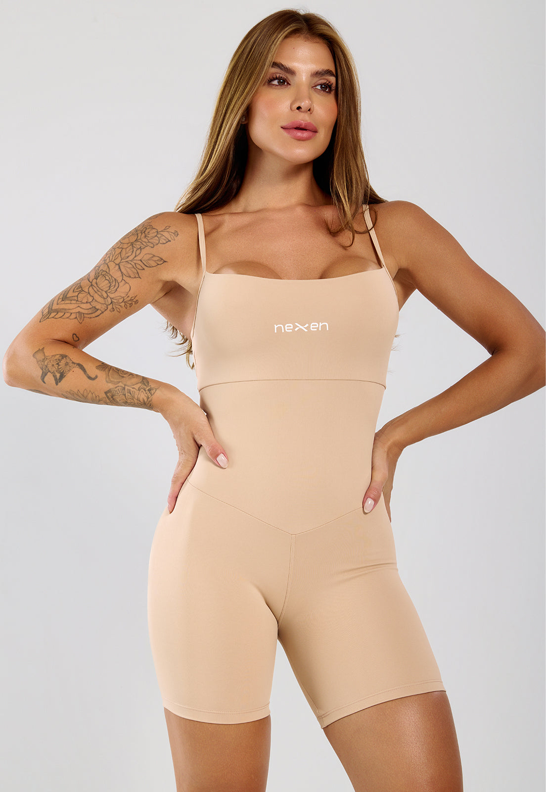 Olha só este achado na Nexen Fitness: Macaquinho Tank Nude Poliamida – Nexen De R̶$̶…