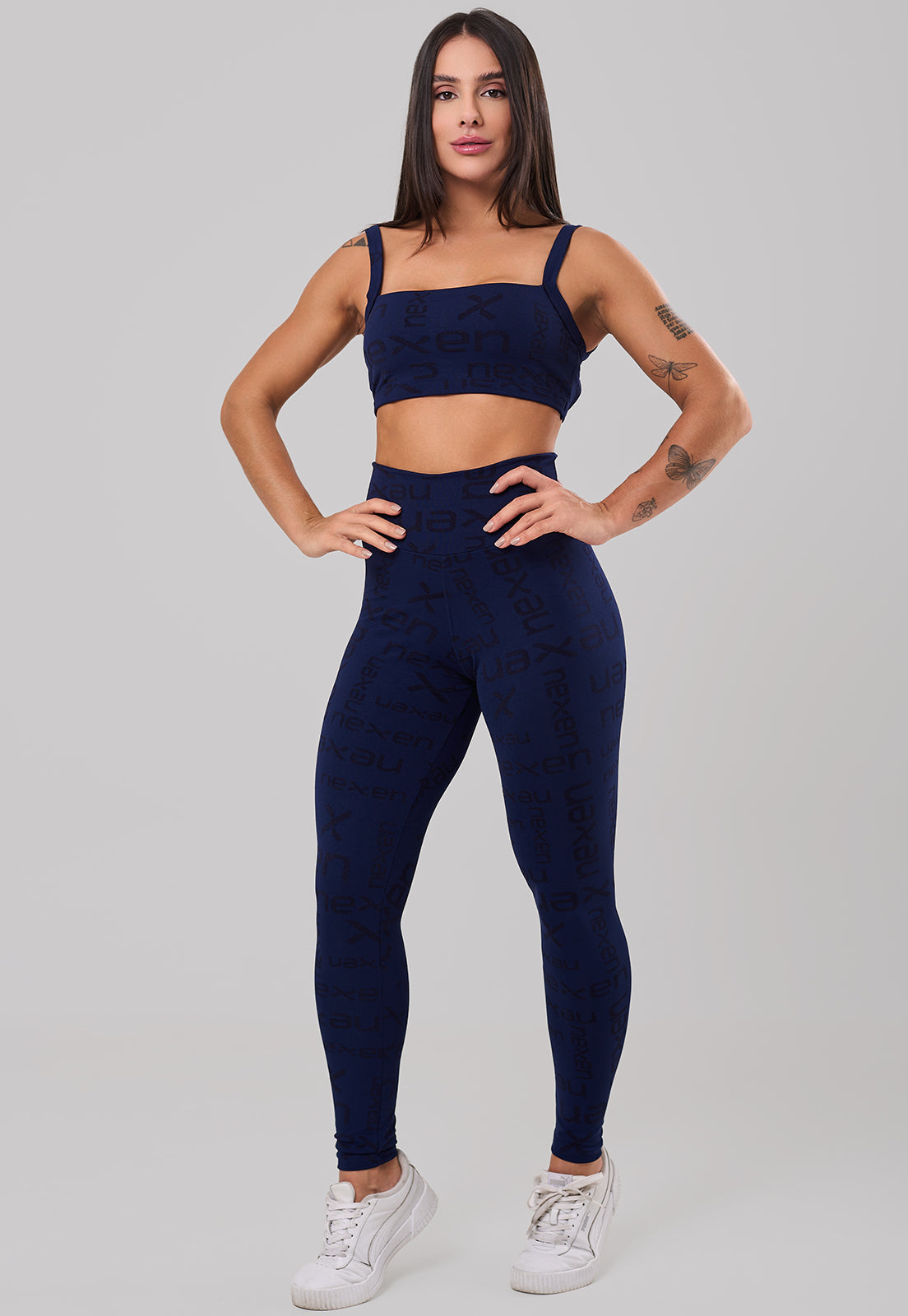 Conjunto Top + Legging Reflexo Azul Marinho