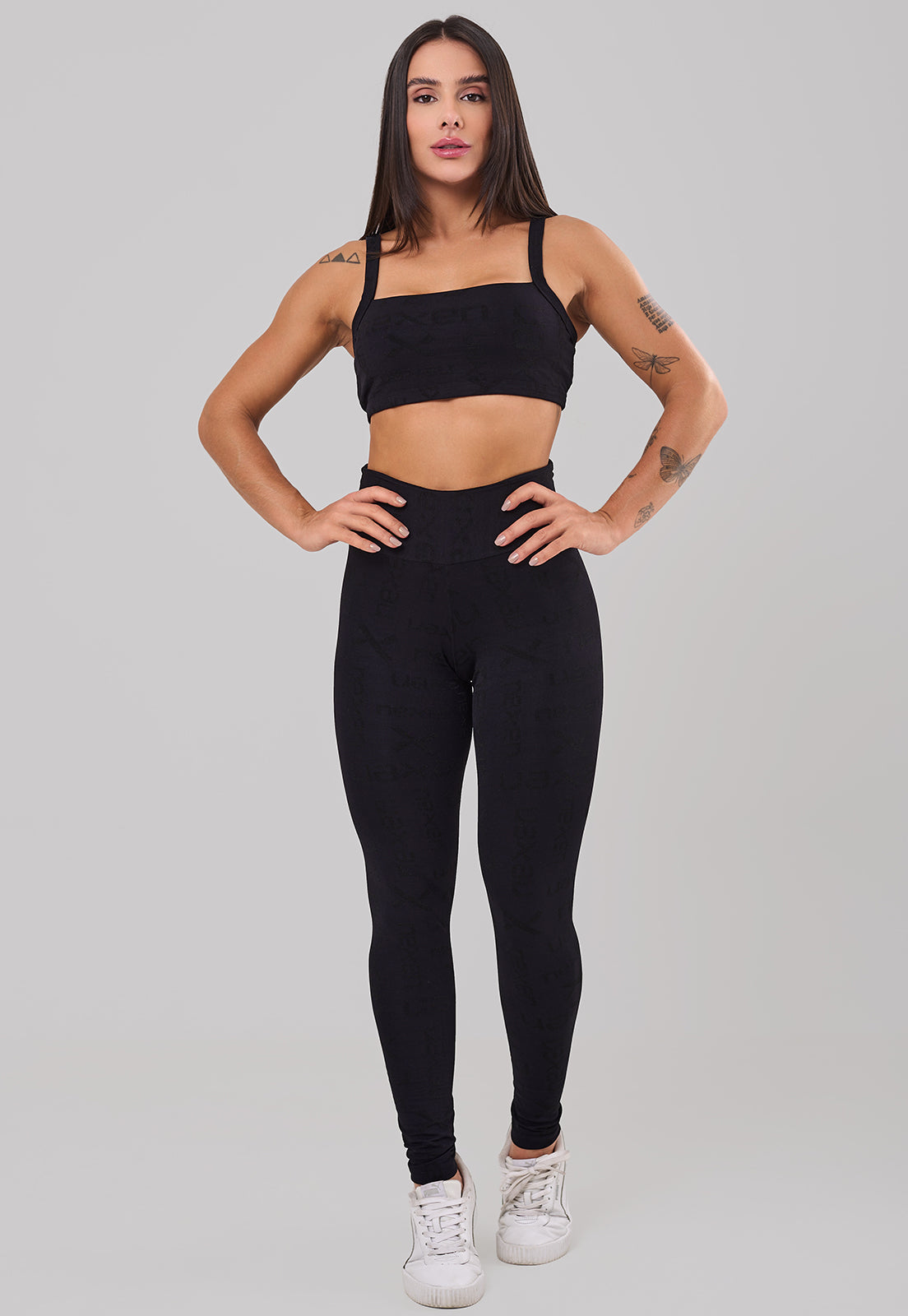 Conjunto Top + Legging Reflexo Preto