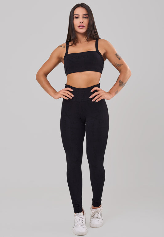 Conjunto Top + Legging Reflexo Preto