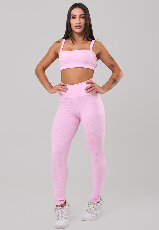 Conjunto Top + Legging Reflexo Rosa