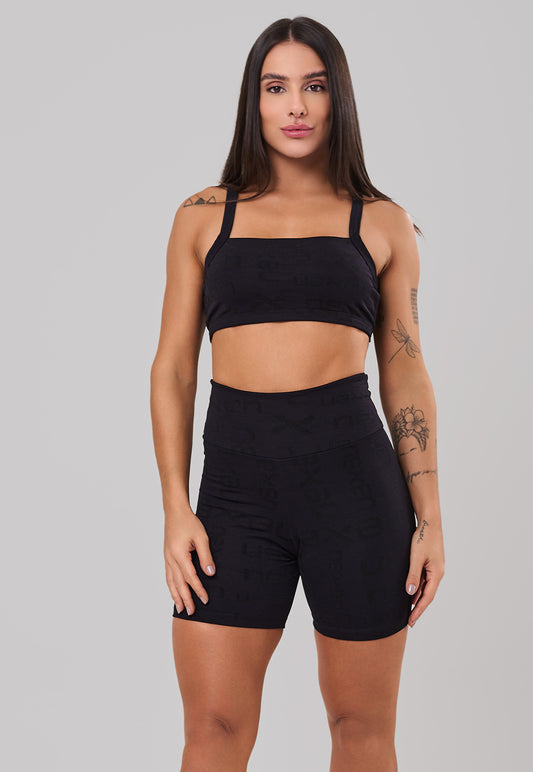 Conjunto Top + Short Reflexo Preto