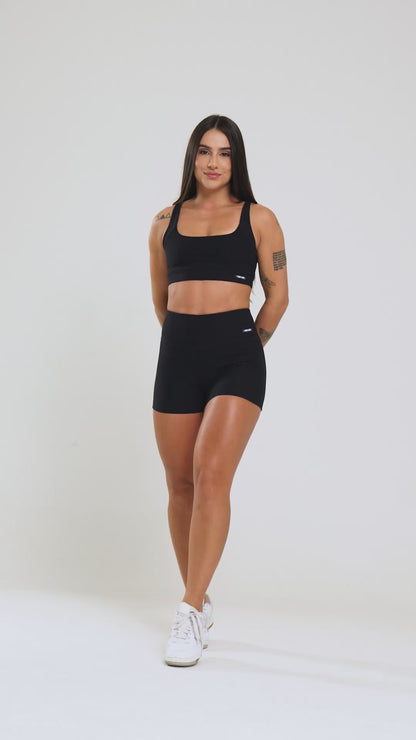 Short Canelado Preto