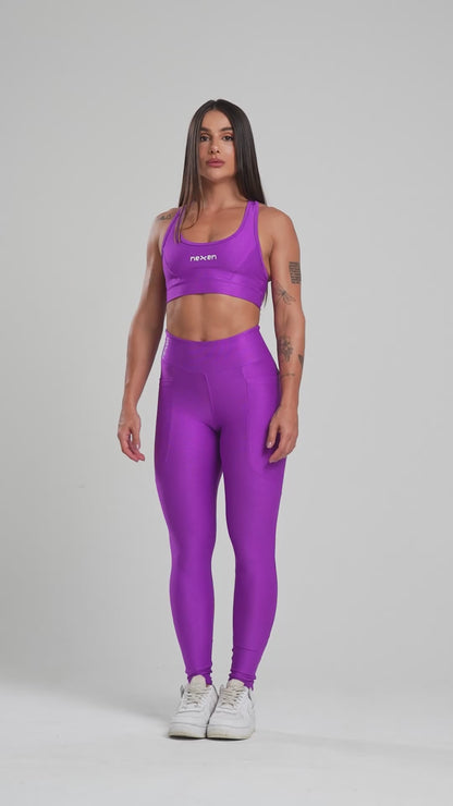 Legging Glow Pocket Roxo Poliamida