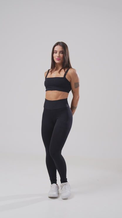 Top Costas Abertas Reflexo Preto