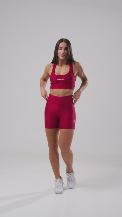 Conjunto Glow Pocket Cherry  Poliamida Short+Top