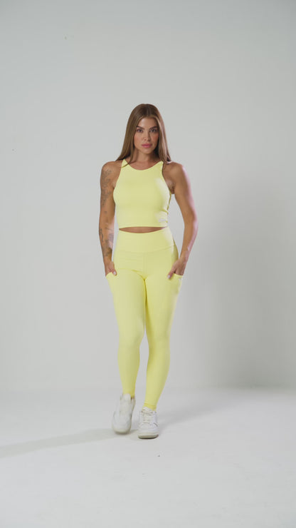 Conjunto Top e Legging Íris Amarelo Manteiga