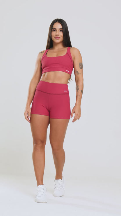 Conjunto Short + Top Canelado Cereja