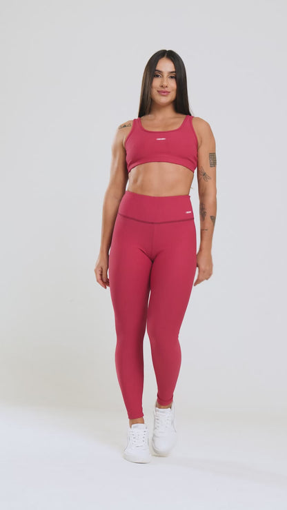 Legging Canelado Cereja