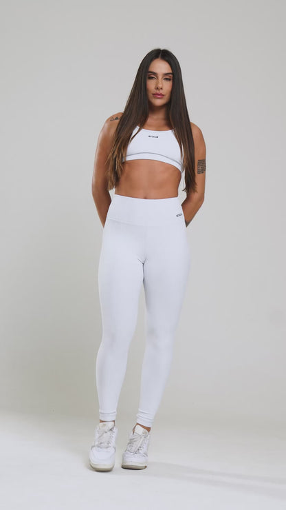Conjunto Calça + Top Canelado Branco