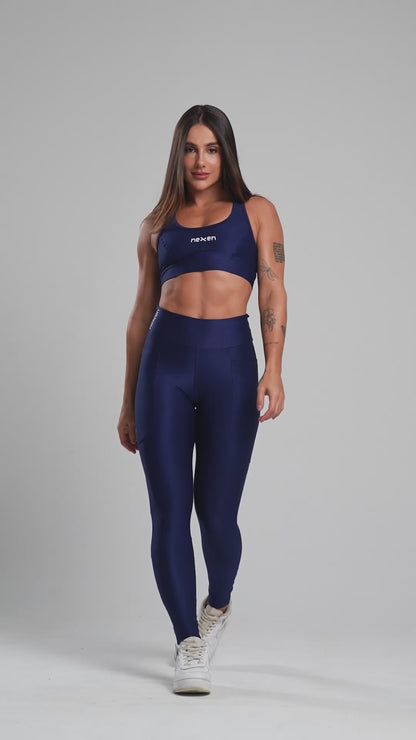 Legging Glow Pocket Azul Marinho Poliamida