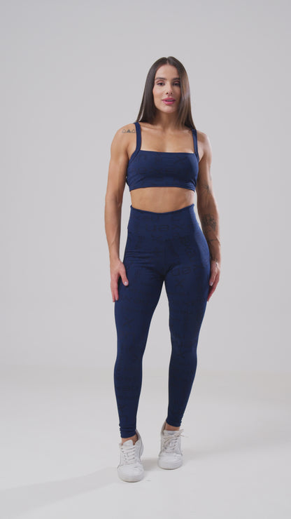 Conjunto Top + Legging Reflexo Azul Marinho