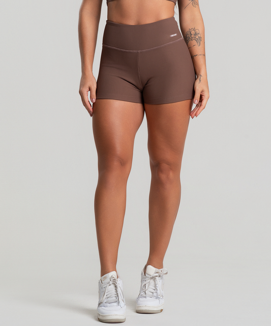 Short Canelado Marrom