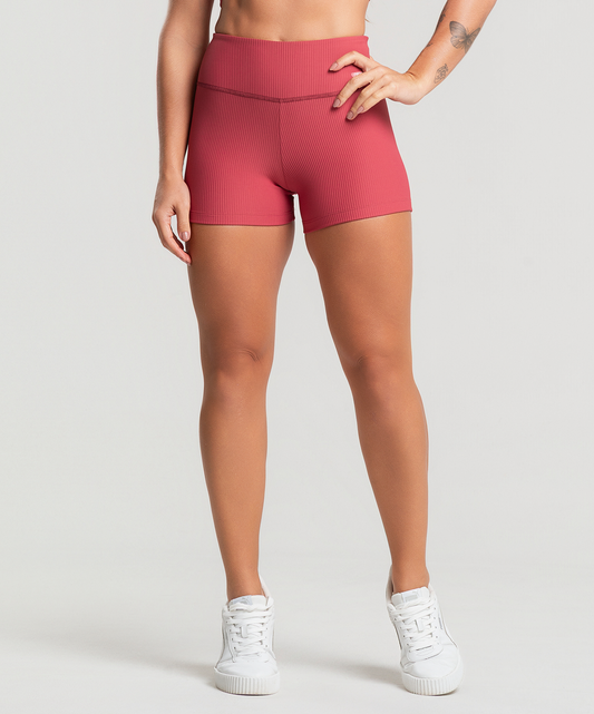 Short Canelado Cereja