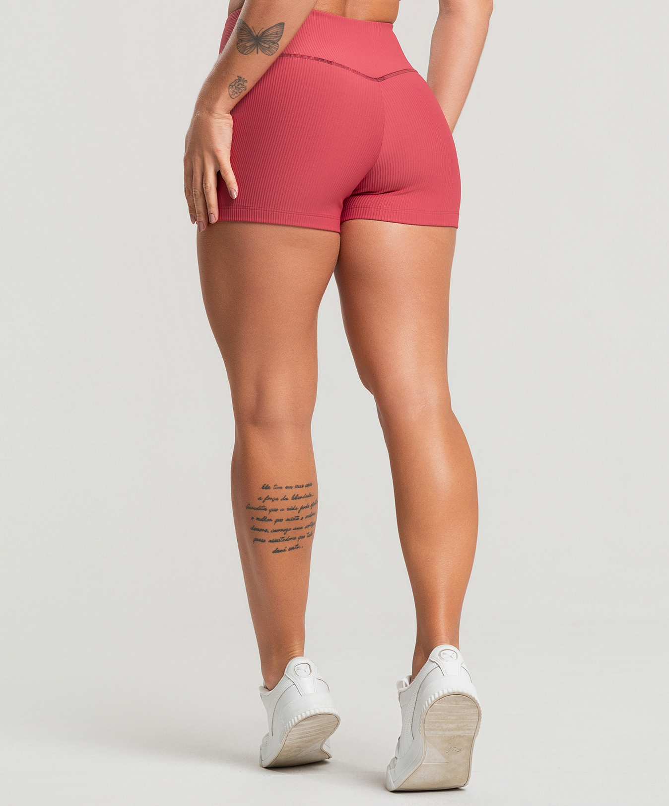 Short Canelado Cereja