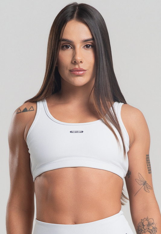 Top Alça Canelado Branco