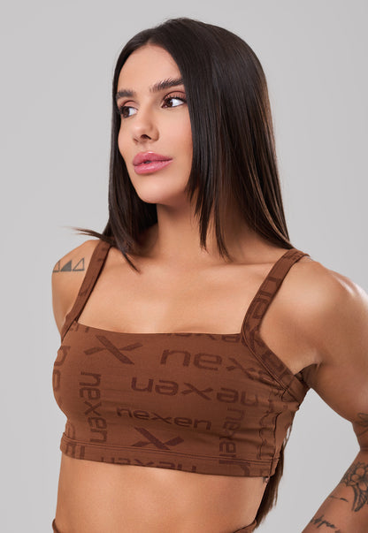 Top Costas Abertas Reflexo Cacau