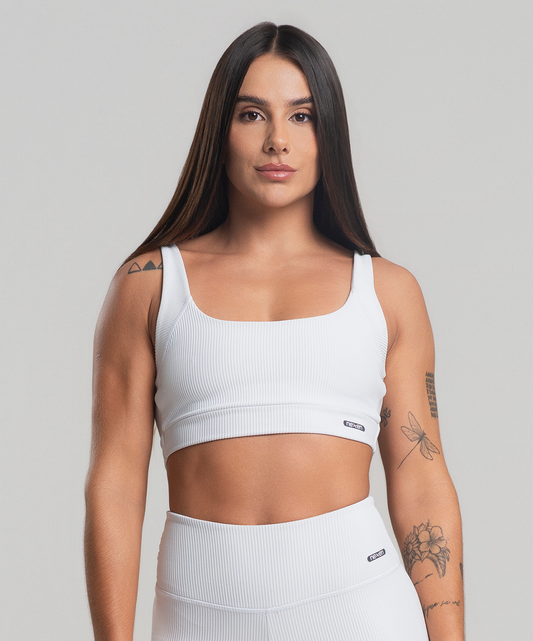 Top Cruzado Canelado Branco
