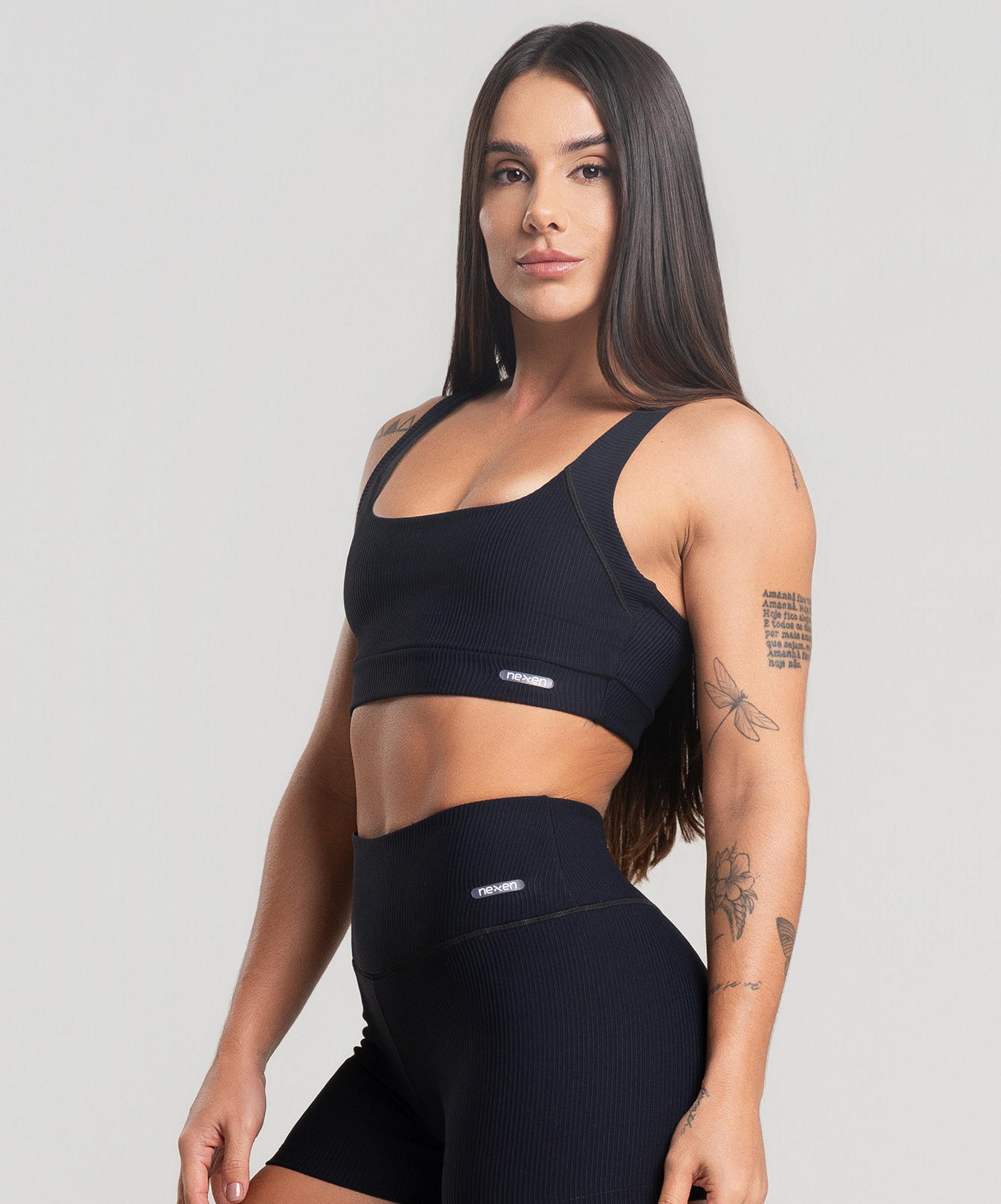 Top Cruzado Canelado Preto